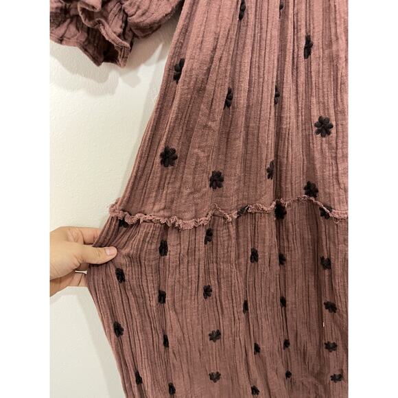 Free People Dahlia Embroidery Maxi Dress XS Gauze Boho Cottagecore Prairie Fairy - Picture 6 of 16